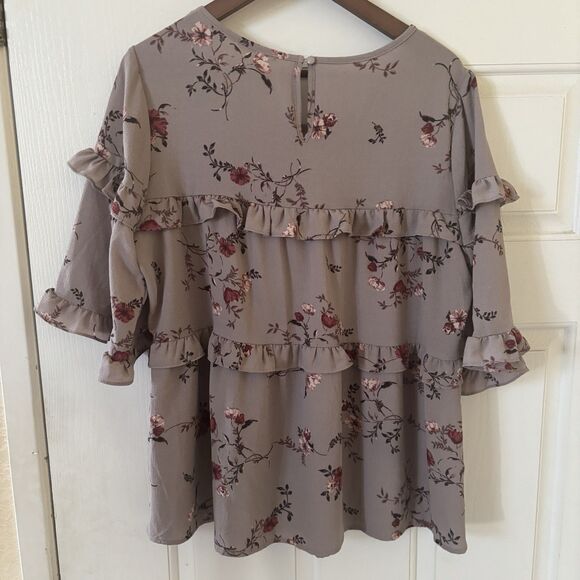 Pleione Anthropologie Womens Ruffled Coquette Blouse L Floral Cottagecore Dainty - Picture 8 of 12